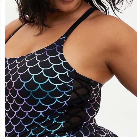 NWT TORRID MERMAID SIDE TIE SWIM DRESS - Picture 3 of 10